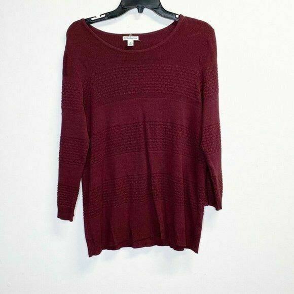 Croft & barrow knit pullover sweater burgundy Blouse sz M cotton - Picture 10 of 12